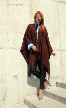 Poncho Dama "Elegance" Maron by JukaFashion.ro (2018)
