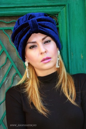 *Turban Catifea Dama "Velvet" Marine by JukaFashion.ro (2018)