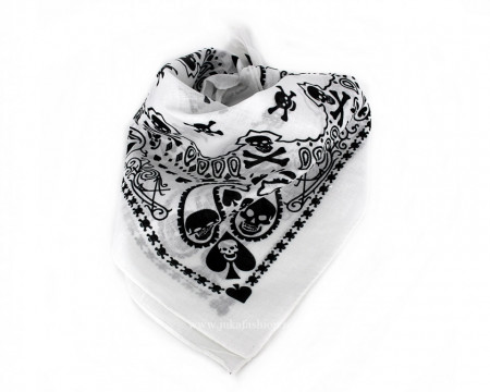 Bandana Unisex "Skull of Spades" White by jukafashion