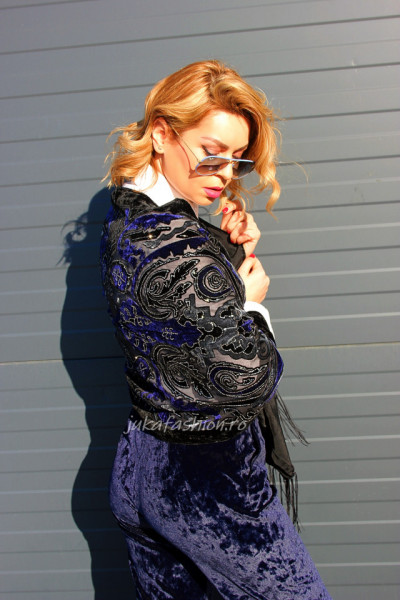 *Esarfa Catifea PREMIUM "Velvet" Blue by jukafashion.ro