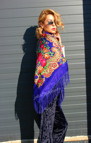 Sal Traditional "Floreale" Albastru by jukafashion.ro