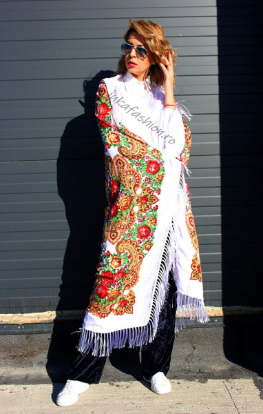 Sal Traditional "Floreale" Alb by jukafashion.ro