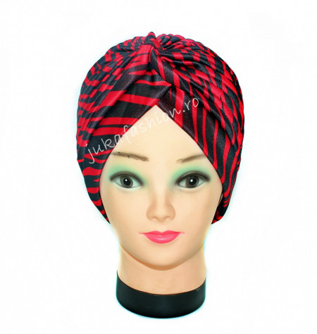 Turban Femei "Zebra" Burgundy by jukafashion.ro