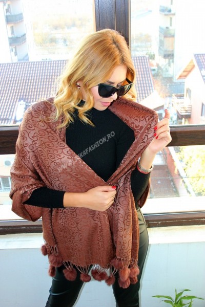 *Sal Esarfa Pashmina "Motivi" Maroon by jukafashion.ro (2018)