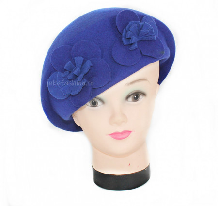*Basca tip Toca "Brigitte" Electric Blue by JukaFashion.ro