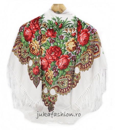 Sal Traditional "Matrioska" Alb by jukafashion.ro