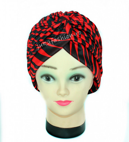 Turban Femei "Zebra" Red&Black by jukafashion.ro