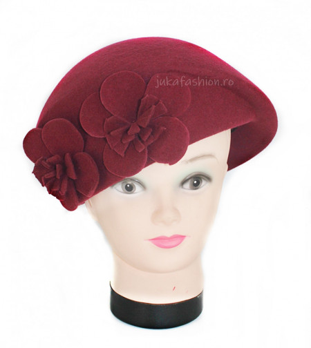 *Basca tip Toca "Brigitte" Burgundy by JukaFashion.ro