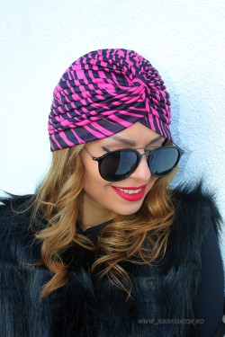 Turban Dama "Juka" Pink&Black by JukaFashion.ro (2018)