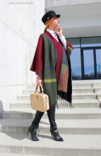 Poncho Dama "British" Burgundy by JukaFashion.ro (2018) - Img 3