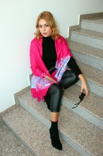 *Sal Esarfa Pashmina "Bloom" Pink by jukafashion.ro (2018) - Img 2