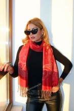 *Sal Esarfa Pashmina "Frangia" Red by jukafashion.ro (2018) - Img 2