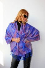 *Sal Esarfa Pashmina "Frangia" Blue by jukafashion.ro (2018) - Img 1