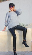 pantaloni piele slim femei