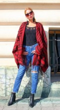 Poncho Dama "Hipster" Black&Red by JukaFashion.ro (2018) - Img 2