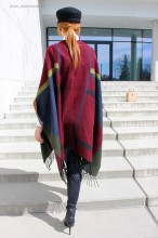 Poncho Dama "British" Burgundy by JukaFashion.ro (2018) - Img 5