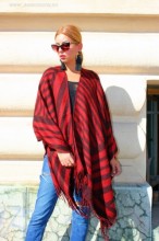 Poncho Dama "Hipster" Black&Red by JukaFashion.ro (2018) - Img 1