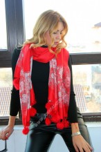 *Sal Esarfa Pashmina "Bloom" Red by jukafashion.ro (2018) - Img 2