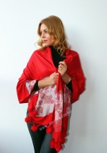 *Sal Esarfa Pashmina "Bloom" Red by jukafashion.ro (2018) - Img 1