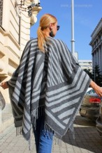 Poncho Dama "Hipster" Black&Grey by JukaFashion.ro (2018) - Img 2