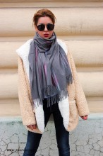 Sal Esarfa Dama PREMIUM "Noor" Grey by jukafashion.ro cod PRM39 - Img 1