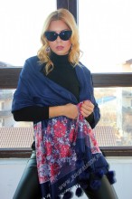*Sal Esarfa Pashmina "Bloom" Marine by jukafashion.ro (2018) - Img 1