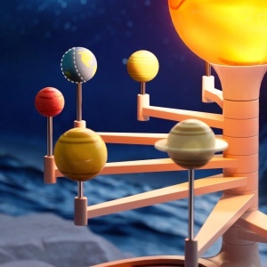 Model 3D interactiv al sistemului solar cu lumină, proiecții și quiz-uri