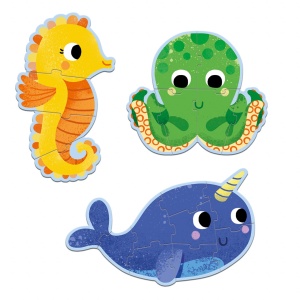 DJ07144-Set Puzzle-uri evolutive 3 animale marine, Djeco