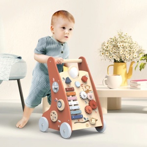 Multi‑Activity Walker – lemn FSC, frână, depozitare, vârsta 12+ luni