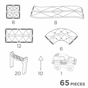 Cleverclixx Traseu de curse 65 piese – set magnetic pentru dezvoltarea abilităților motorii