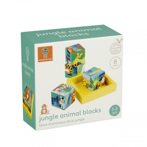 Jucarie educativa Cuburi cu animale din jungla, Orange Tree Toys
