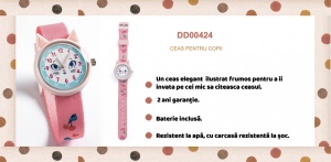 DD00424-Ceas de mana rezistent la apa Pisica, Djeco