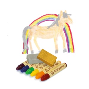 Set 6 creioane + 2 cuburi cerate Rainbow, Stockmar