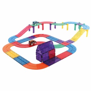 Joc magnetic Traseu de curse 65 piese, Cleverclixx