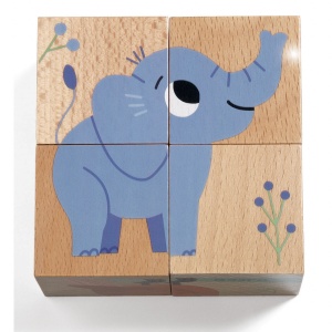 DJ01904-Joc de indemanare din cuburi de lemn Animale salbatice, Djeco