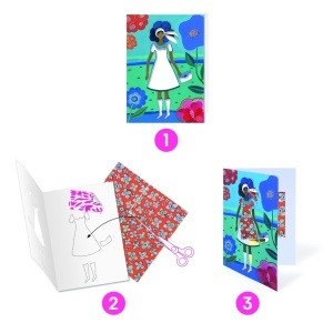 Set complet de creație modă pentru copii – 8 cartonașe și 15 foi decorative