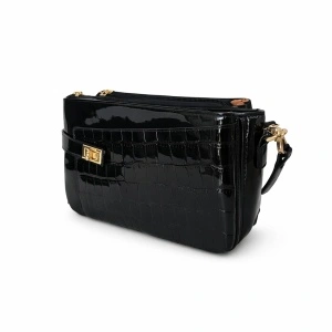 Torba kroko lak crna 3 zipa 25874