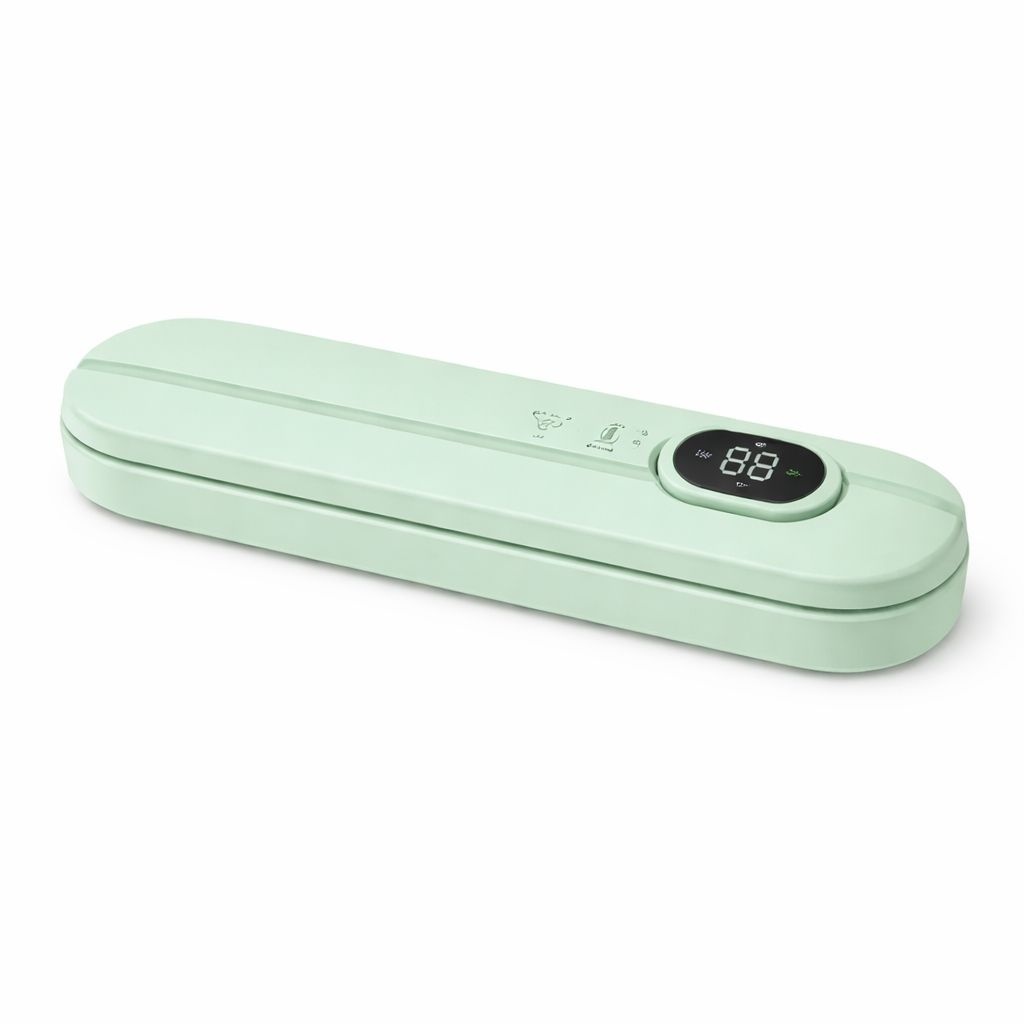 Aparat de vidat și sigilat alimente Vacuum Sealer cu afișaj digital, Verde pal