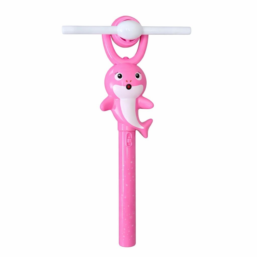 Baghetă magică cu elice rotativă și lumini, model rechin, jucărie interactivă pentru copii, Roz, 35 cm 2