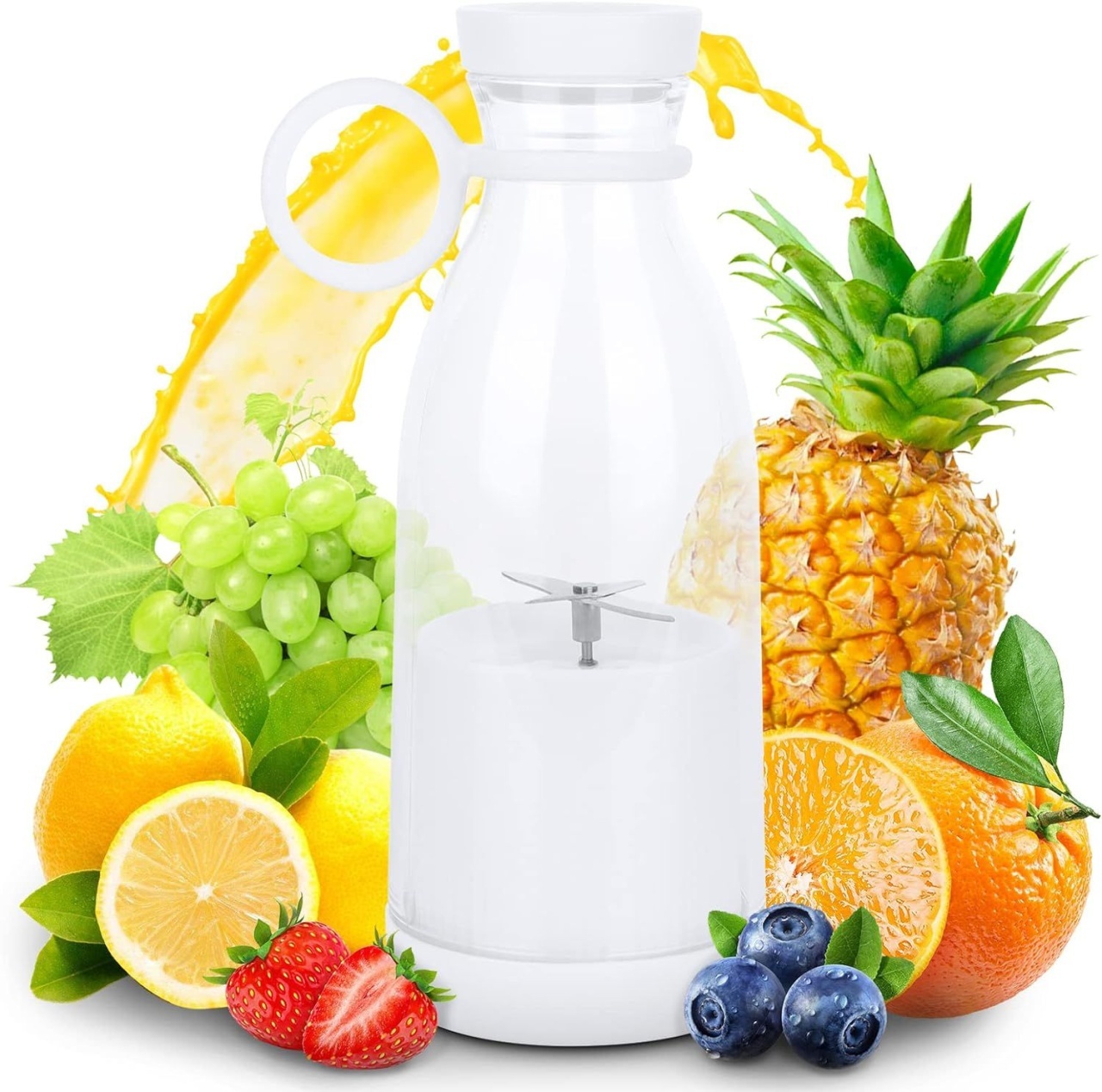 Blender portabil USB pentru smoothie si sucuri, mini mixer reincarcabil 420 ml albastru 3