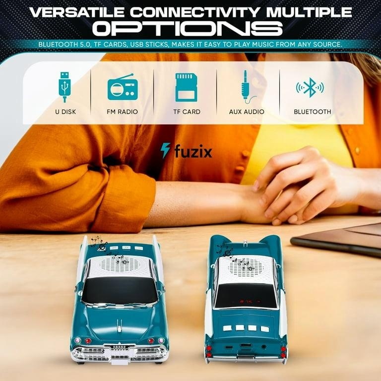 Boxa portabila Bluetooth masina retro, radio FM, USB, TF, AUX, LED, Type-C, verde 3