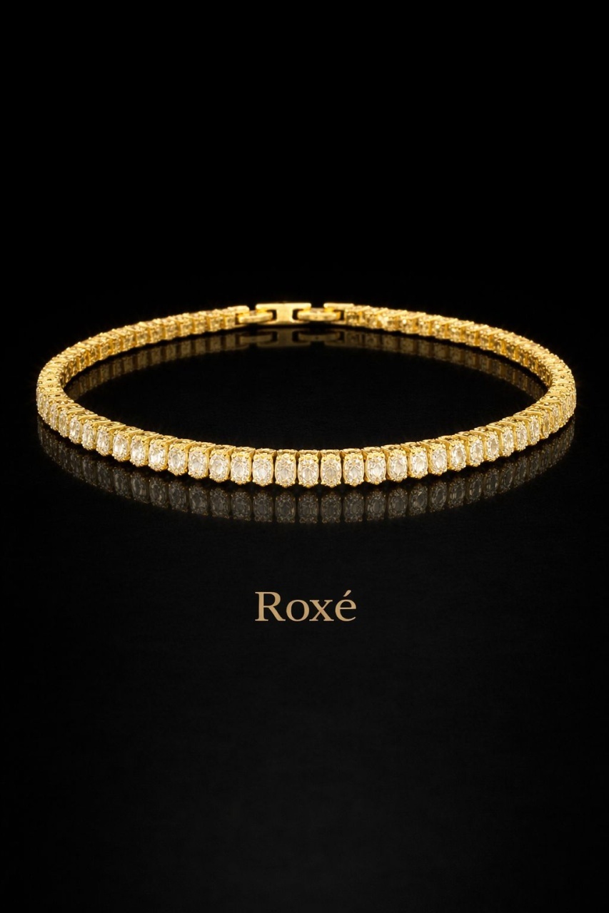 Brățară Roxe Aurie cu Cristale Dreptunghiulare – Strălucire Elegantă, 18 cm 2