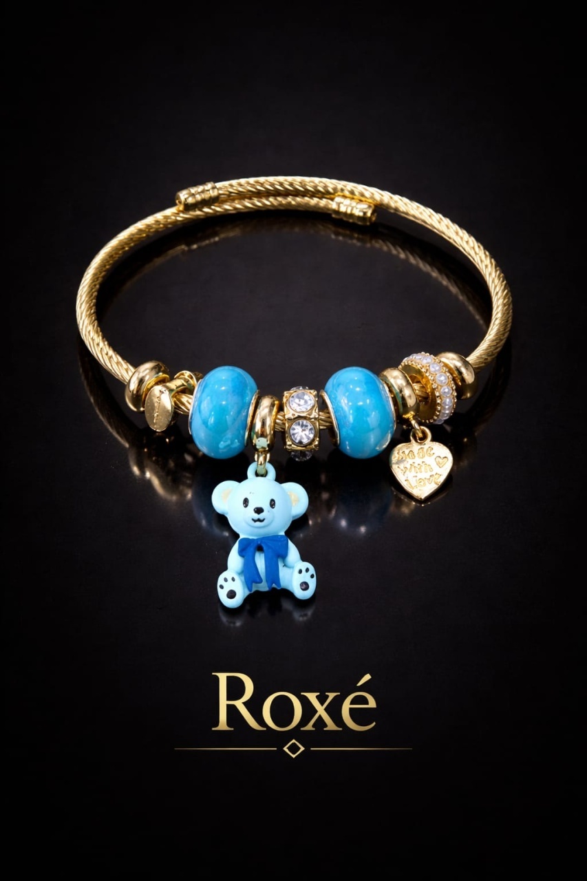 Bratara ROXE aurie cu ursulet charmuri elegante dama cadou stil modern 4