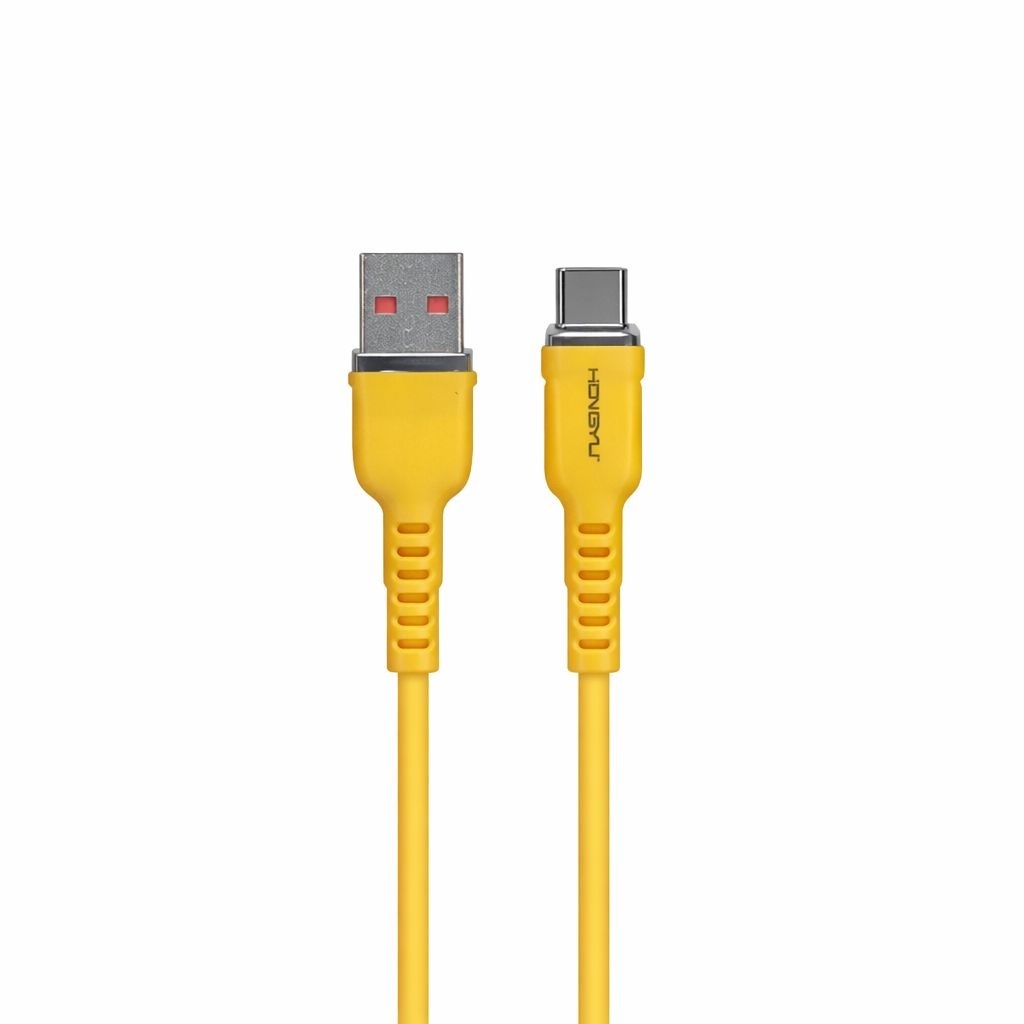 Cablu de încărcare rapidă și date USB Type-C Hongyu HY-CB04, silicon ultra moale, 66W, 1m, Galben