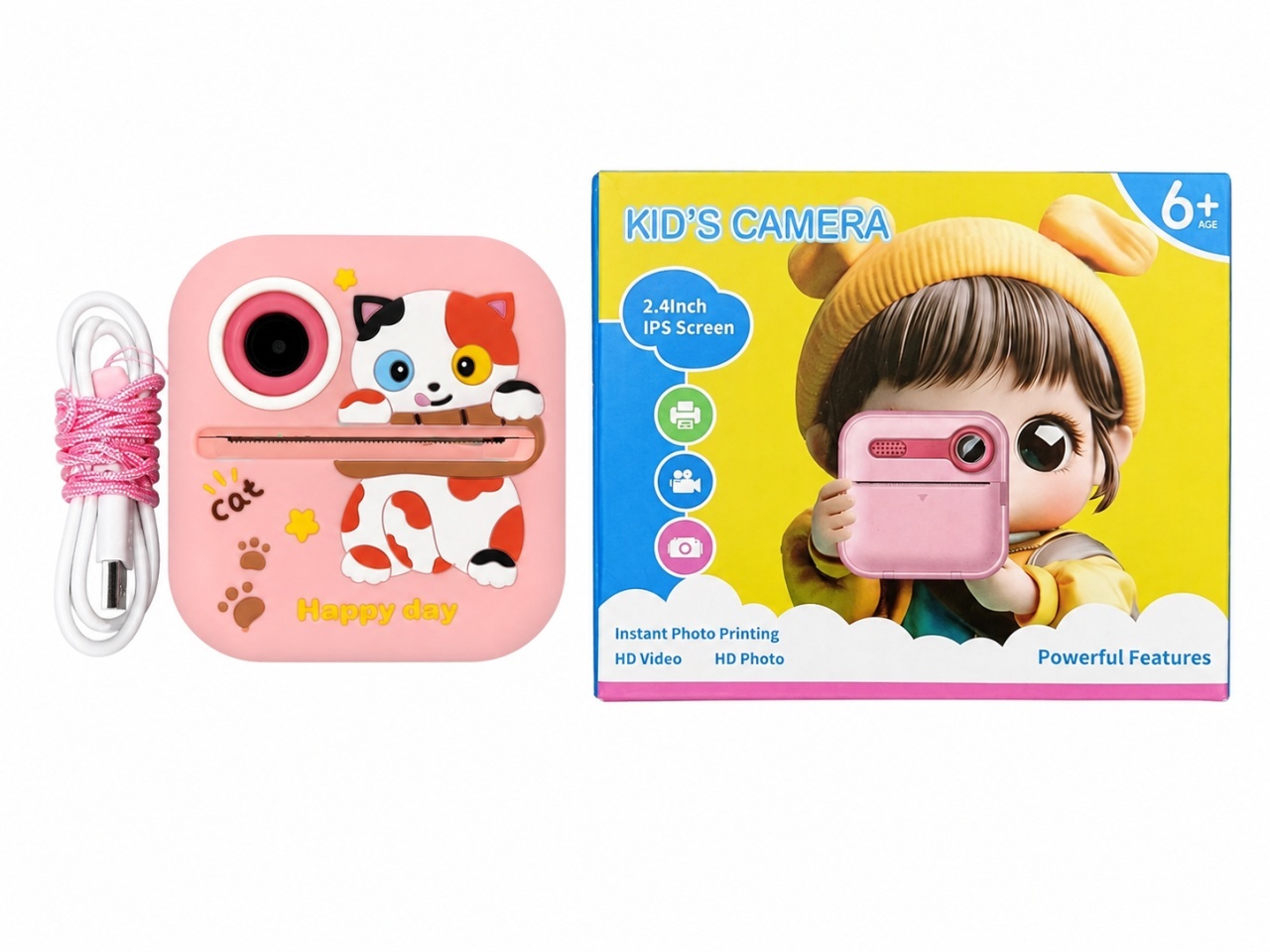 Camera Foto pentru Copii Happy Day, Roz, instant print, Educationala si Distractiva 2