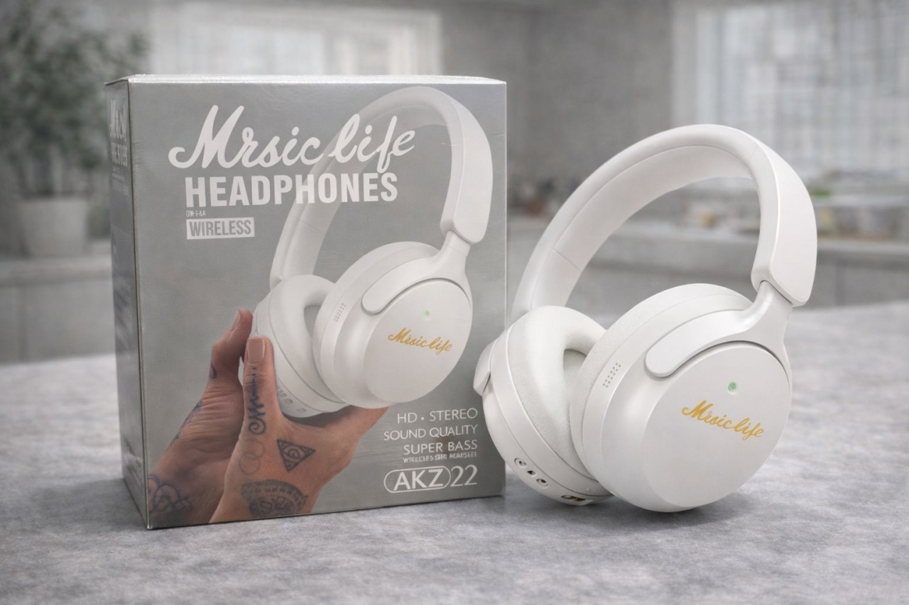 Casti wireless Bluetooth Music Life AKZ22 cu microfon, stereo HD si bass puternic alb 2