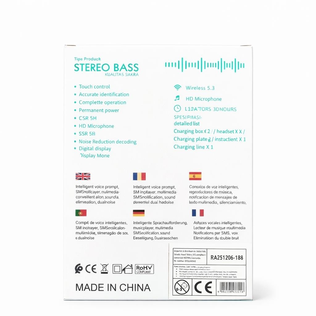 Căști wireless TWS Hongyu HY-BT11 Bluetooth 5.4 cu display LED, negru-galben 3