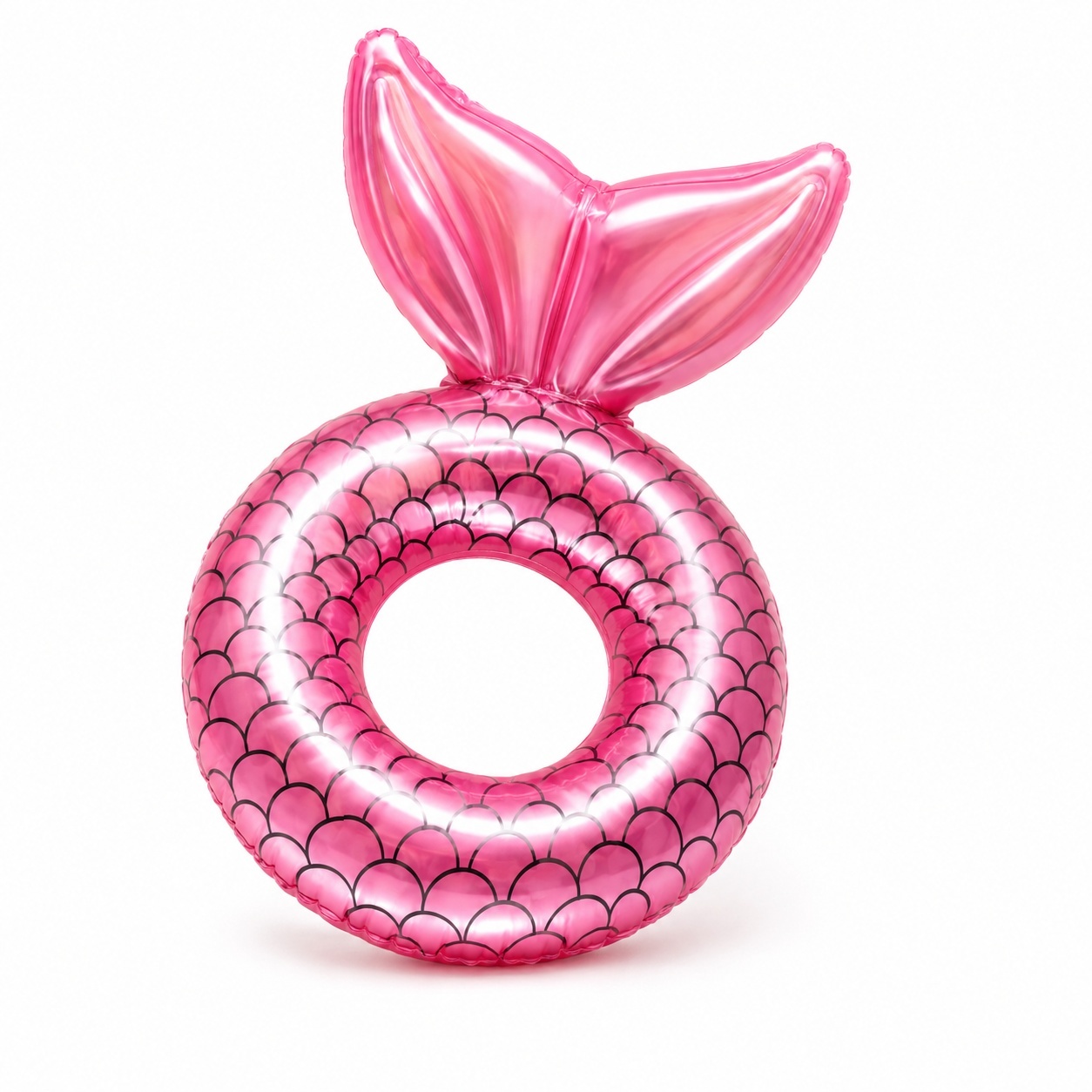 Colac gonflabil sirena roz pentru copii, 90 cm, cu spatar tip coada de sirena, ideal pentru piscina si mare 3