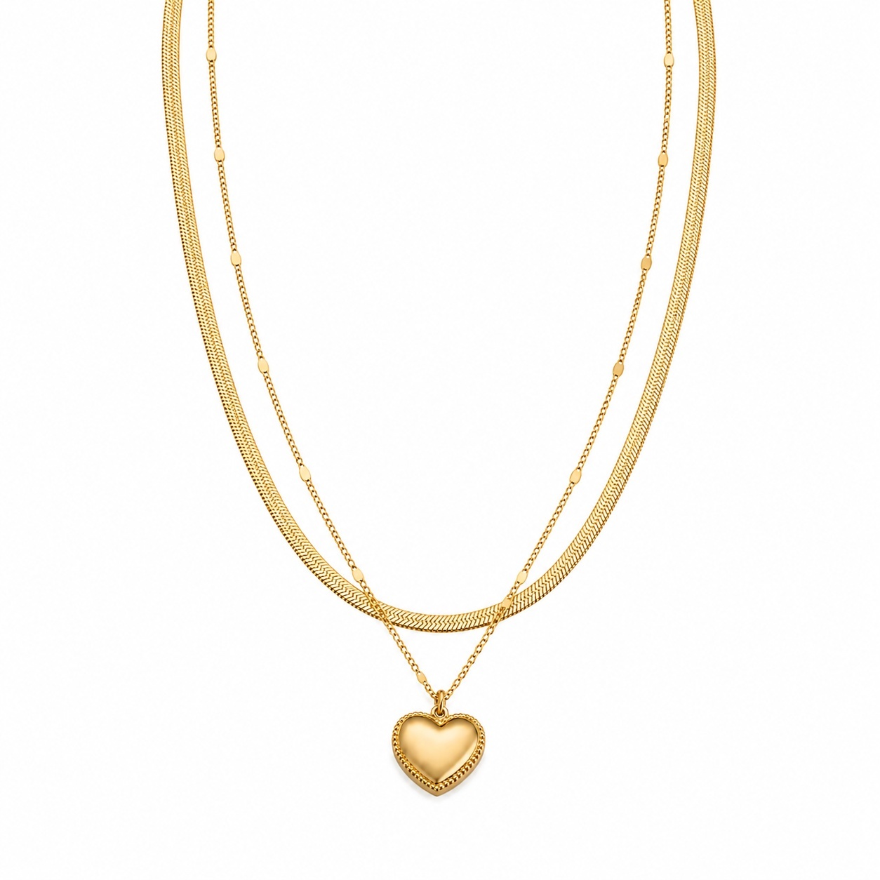 Colier ROXE Double Layer Heart Gold – design dublu elegant cu pandantiv inimă, 45 cm 3