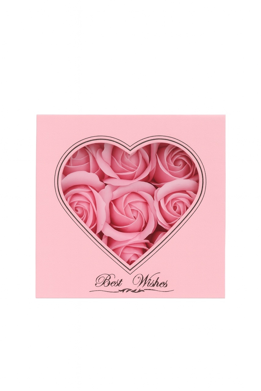 Cutie cadou 11x11x9.5 cm cu 9 trandafiri de sapun roz, aranjament elegant Forever Love 3